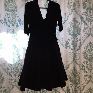 Marina Fit and Flair Black Dress Sexy and Classic